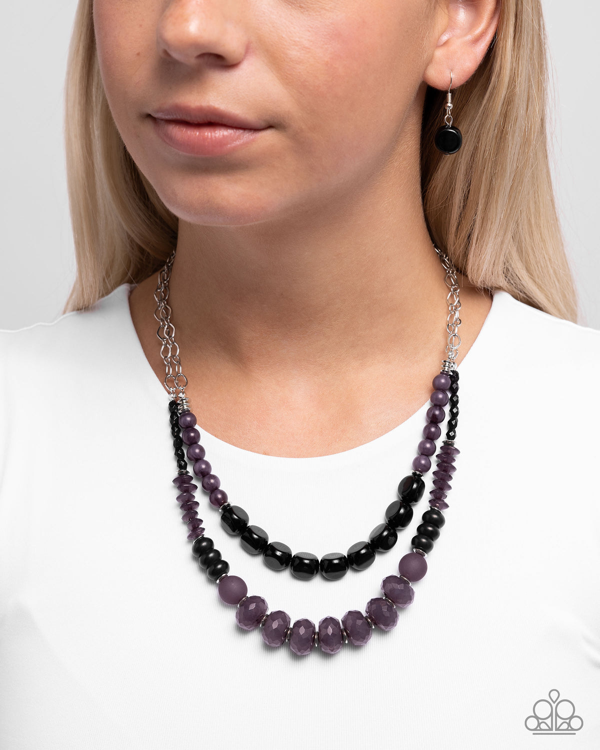 Malibu Minuet Black Necklace - Paparazzi Accessories- on model - CarasShop.com - Paparazzi Jewelry by Cara Jewels