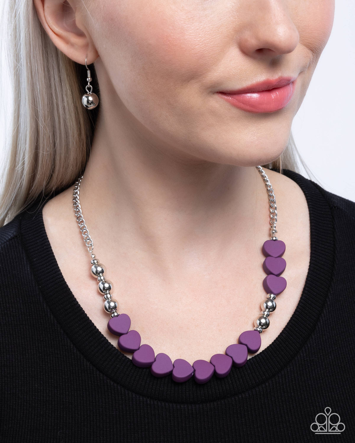 Malibu Motivation Purple Heart Necklace - Paparazzi Accessories-on model - CarasShop.com - Paparazzi Jewelry by Cara Jewels