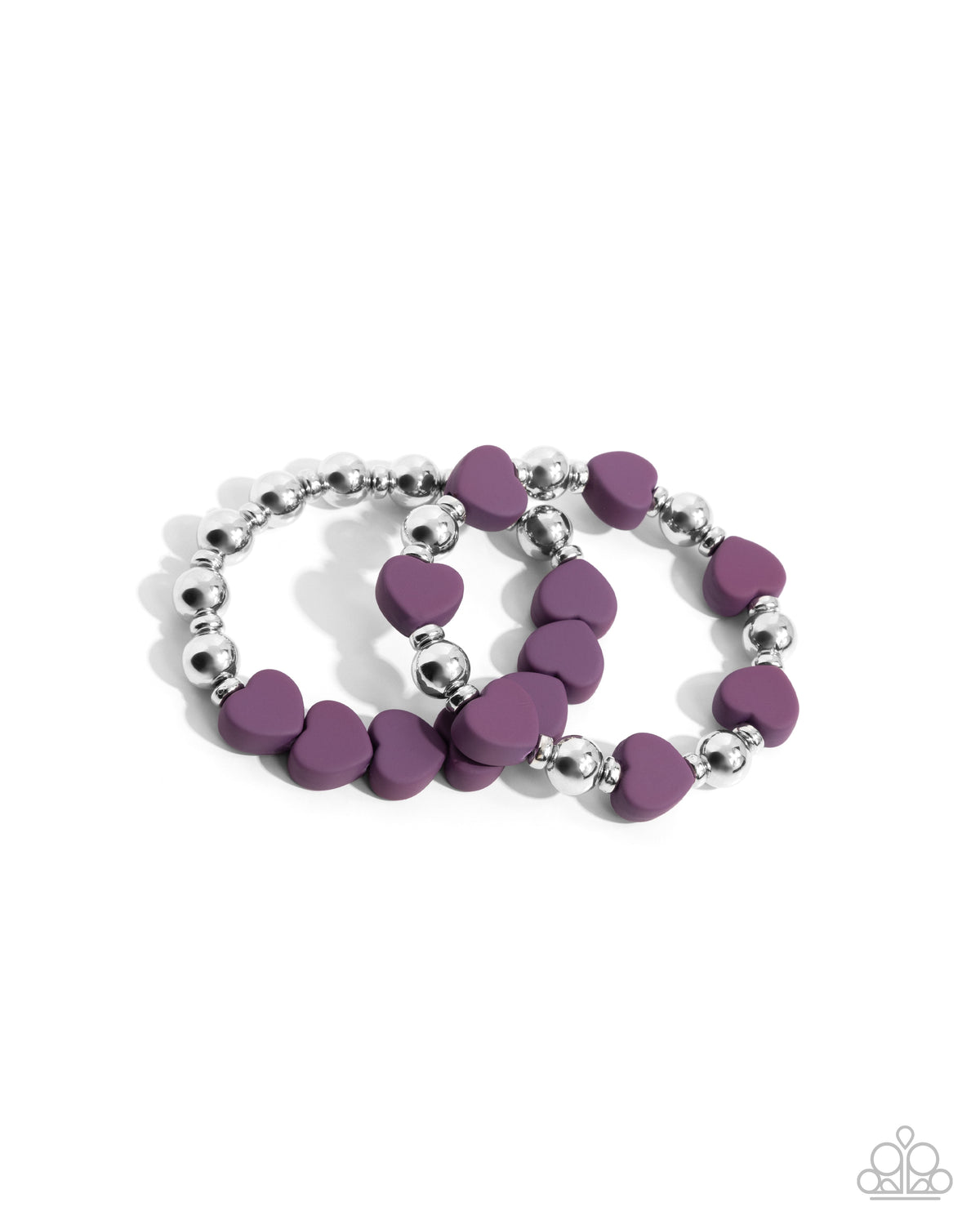 Malibu Moxie Purple Heart Bracelet - Paparazzi Accessories-lightbox - CarasShop.com - Paparazzi Jewelry by Cara Jewels