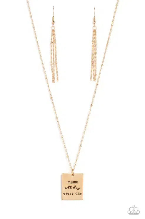 Mama MVP Gold Inspirational Necklace - Paparazzi Accessories- lightbox - CarasShop.com - Paparazzi Jewelry by Cara Jewels
