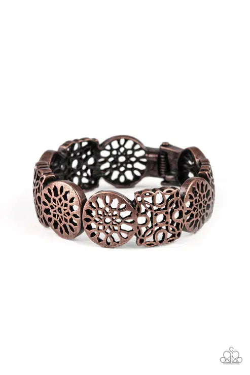 Mandala Mixer Copper Hinged Bracelet - Paparazzi Accessories- lightbox - CarasShop.com - Paparazzi Jewelry by Cara Jewels