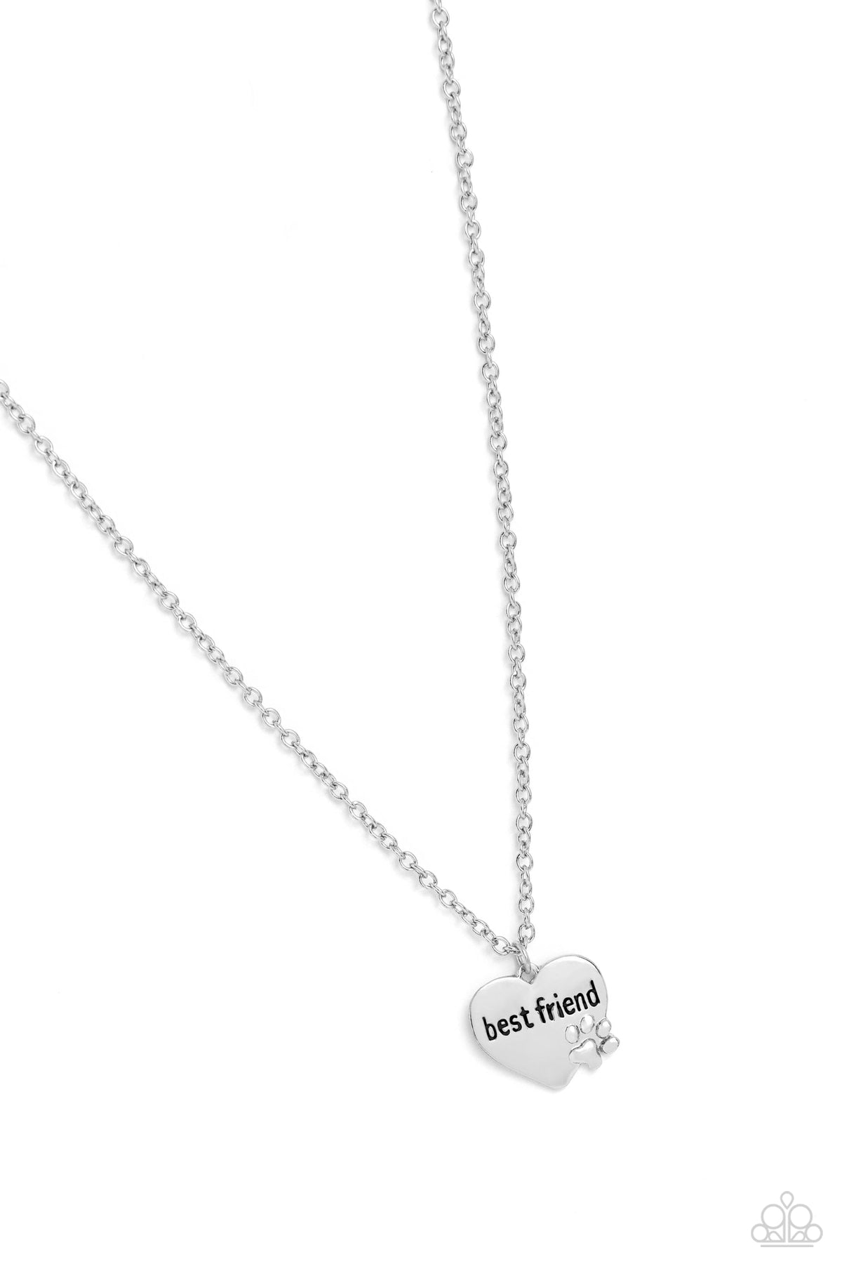 Man's Best Friend Silver Inspirational Heart & Paw Print Necklace - Paparazzi Accessories- lightbox - CarasShop.com - Paparazzi Jewelry by Cara Jewels