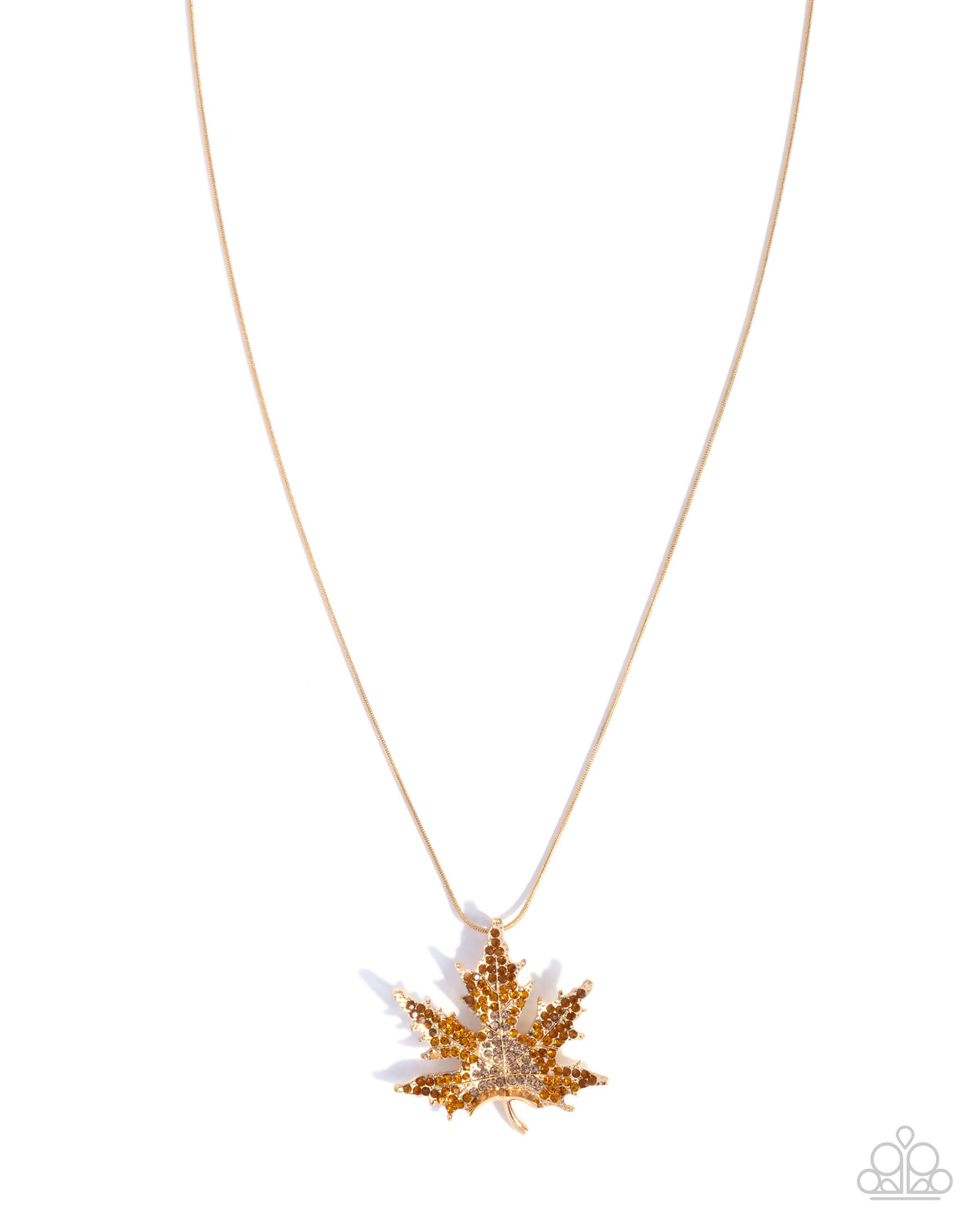 Maple Moment Brown Rhinestone Leaf Necklace - Paparazzi Accessories- lightbox - CarasShop.com - Paparazzi Jewelry by Cara Jewels