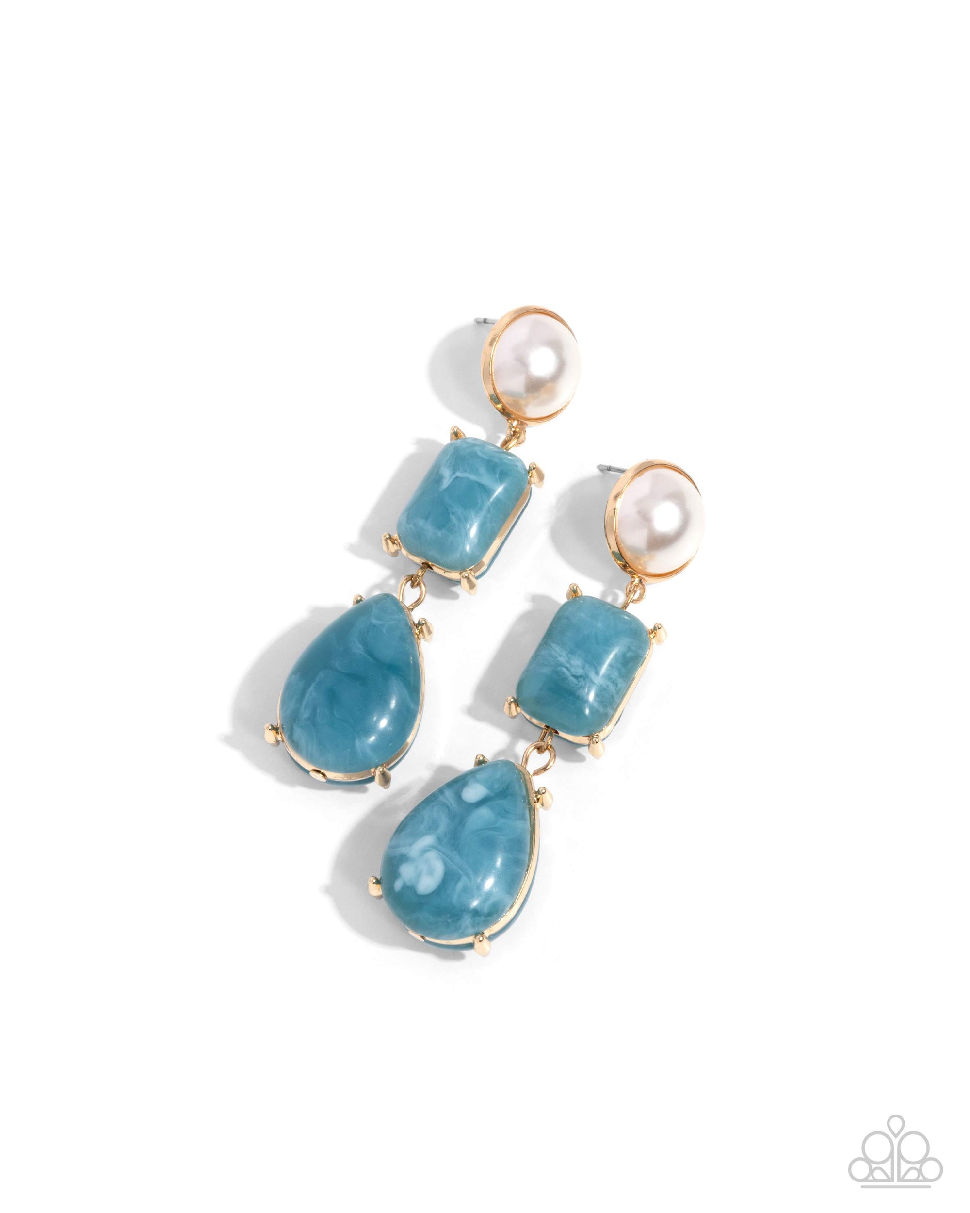 Marbled Masterpiece Blue Earrings - Paparazzi Accessories- lightbox - CarasShop.com - Paparazzi Jewelry by Cara Jewels
