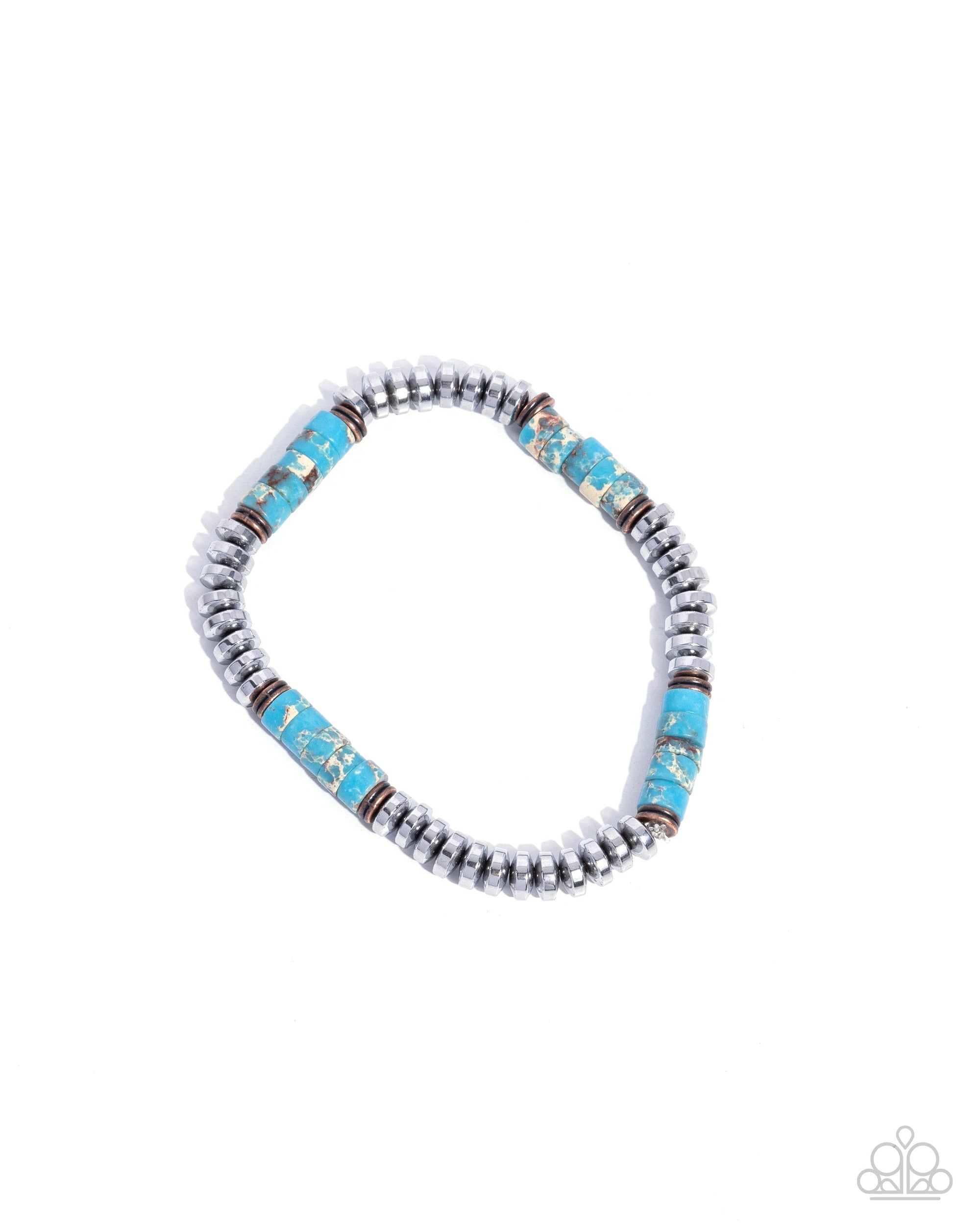 Marbled Mecca Men's Turquoise Blue & Silver Bracelet - Paparazzi Accessories- lightbox - CarasShop.com - Paparazzi Jewelry by Cara Jewels