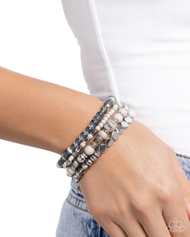Marbled Mural Silver Bracelet - Paparazzi Accessories- on model - CarasShop.com - Paparazzi Jewelry by Cara Jewels