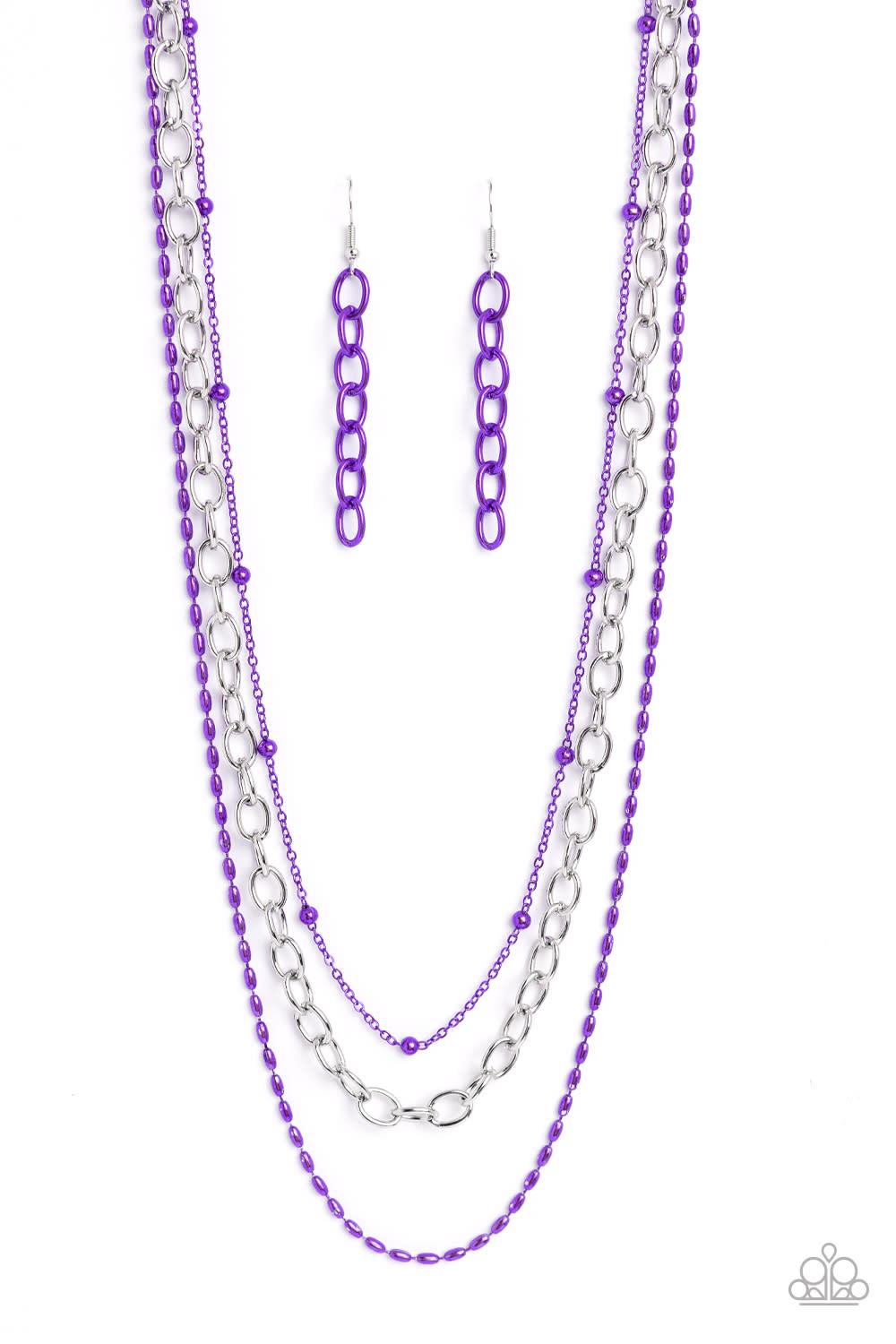 Mardi Gras Mayhem Purple Necklace - Paparazzi Accessories- lightbox - CarasShop.com - Paparazzi Jewelry by Cara Jewels