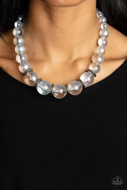 Marina Mirage Blue Necklace - Paparazzi Accessories- on model - CarasShop.com - Paparazzi Jewelry by Cara Jewels