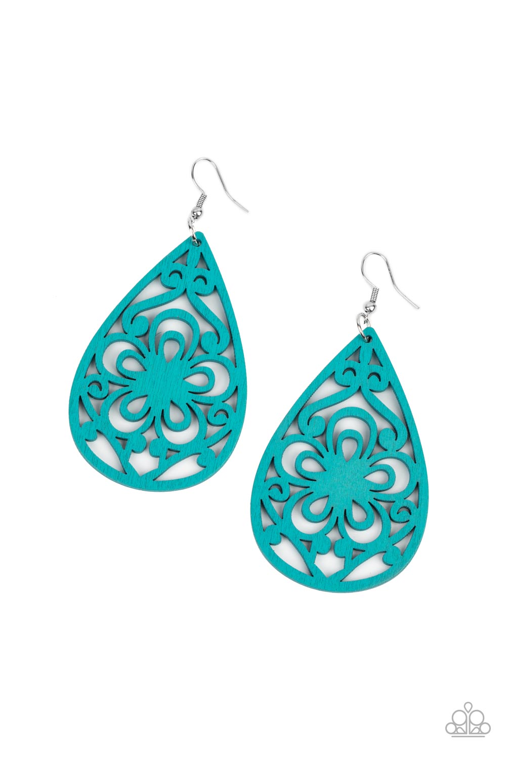 Marine Eden Blue Wood Earrings - Paparazzi Accessories- lightbox - CarasShop.com - Paparazzi Jewelry by Cara Jewels