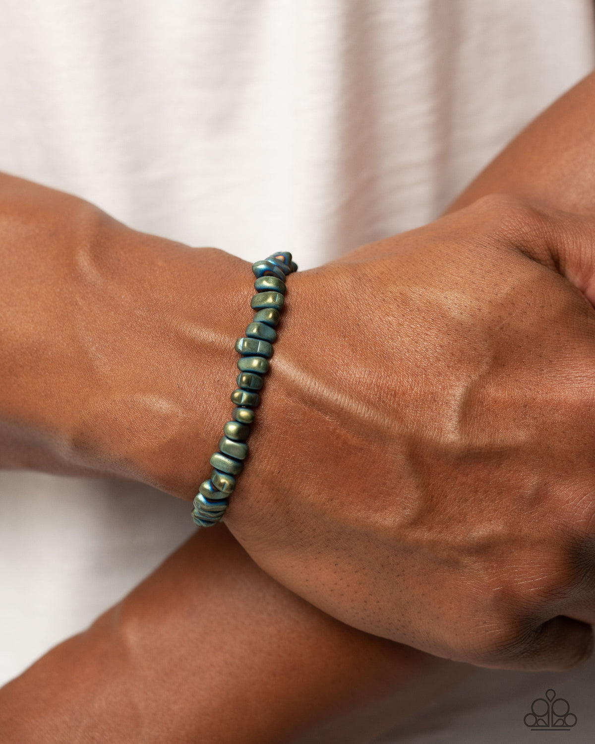 Matte Makeover Green Stone Bracelet - Paparazzi Accessories- on model - CarasShop.com - Paparazzi Jewelry by Cara Jewels