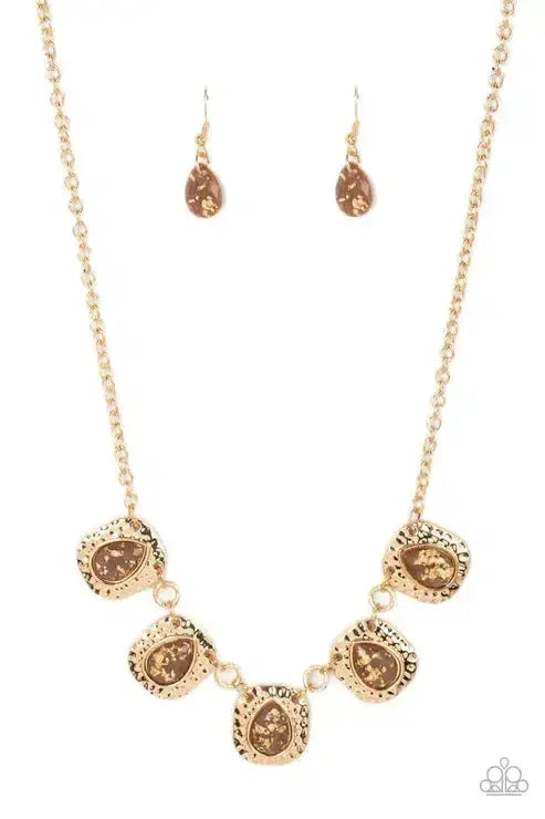 Mayan Masterpiece Brown & Gold Necklace - Paparazzi Accessories- lightbox - CarasShop.com - Paparazzi Jewelry by Cara Jewels