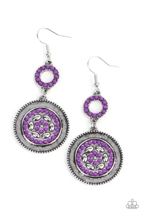 Meadow Mantra Purple Earrings - Paparazzi Accessories- lightbox - CarasShop.com - Paparazzi Jewelry by Cara Jewels