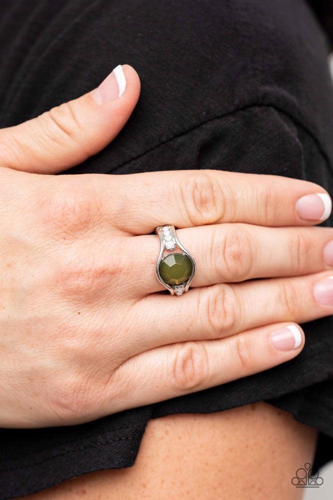 Meadow Mist Green Ring - Paparazzi Accessories- on model - CarasShop.com - Paparazzi Jewelry by Cara Jewels