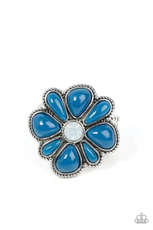 Meadow Mystique Blue Ring - Paparazzi Accessories- lightbox - CarasShop.com - Paparazzi Jewelry by Cara Jewels