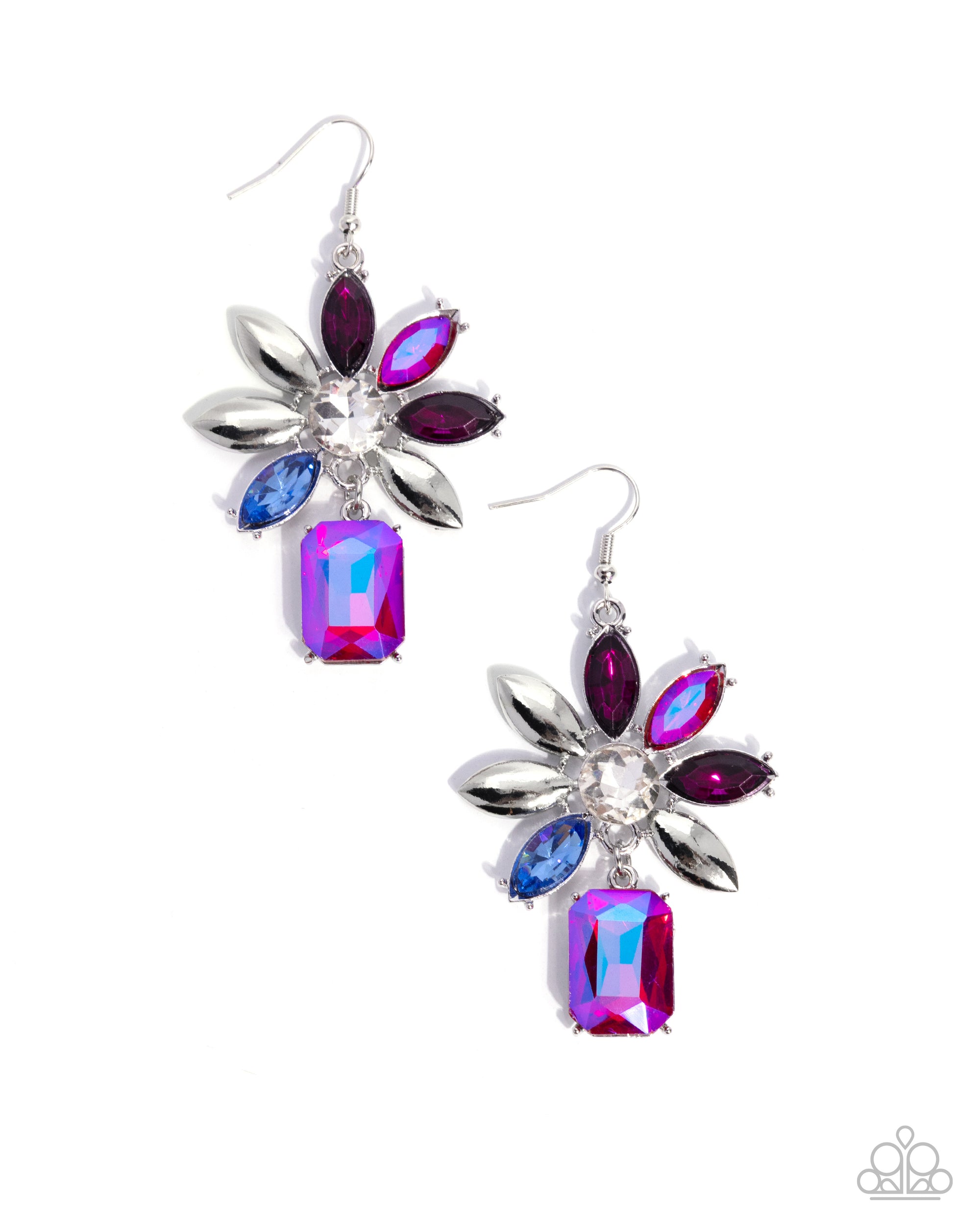Meaningful Masterpiece Pink & Blue UV Shimmer Gem Earrings - Paparazzi Accessories- lightbox - CarasShop.com - Paparazzi Jewelry by Cara Jewels