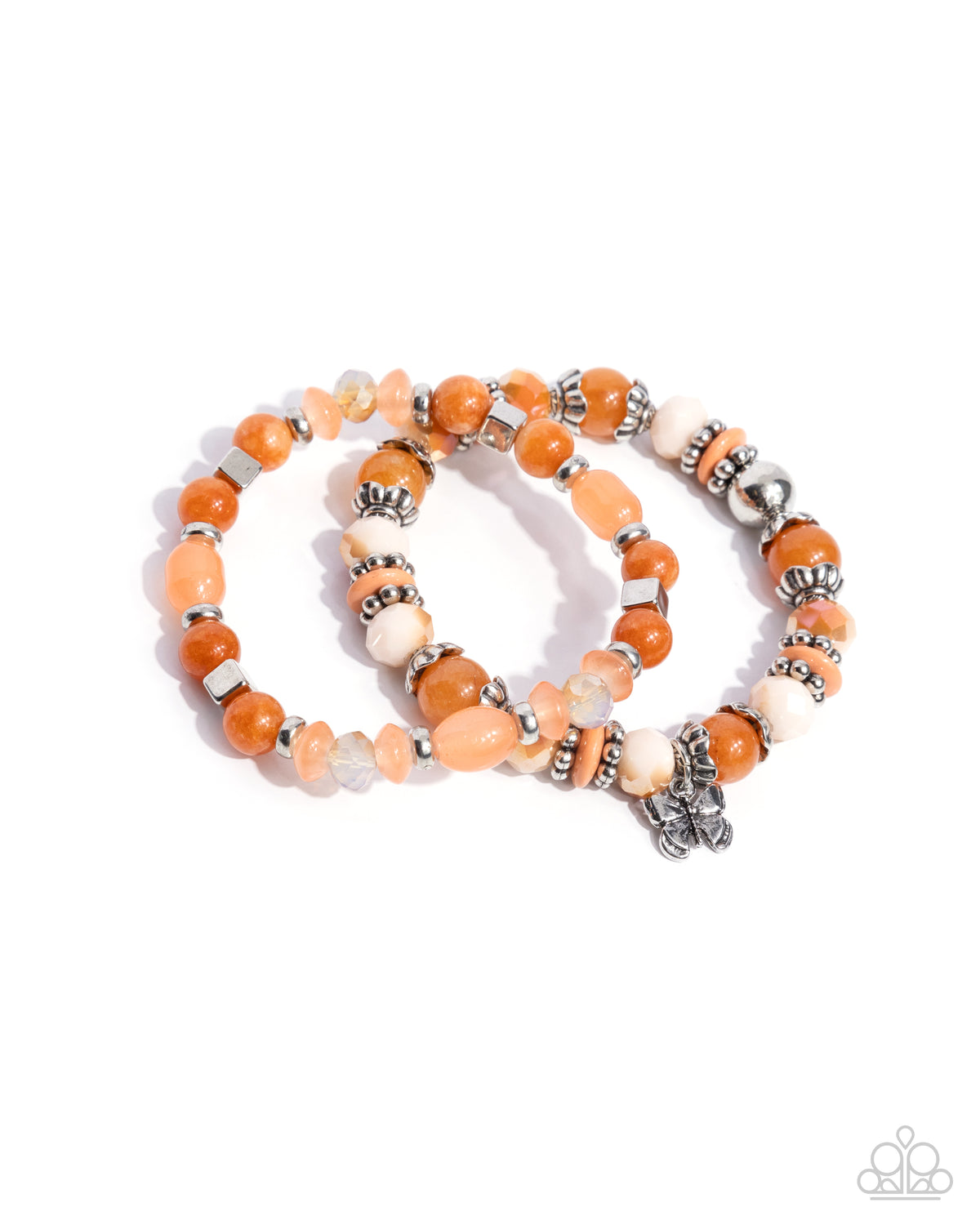 Meaningful Metamorphosis Orange Stone Butterfly Bracelet - Paparazzi Accessories- lightbox - CarasShop.com - Paparazzi Jewelry by Cara Jewels