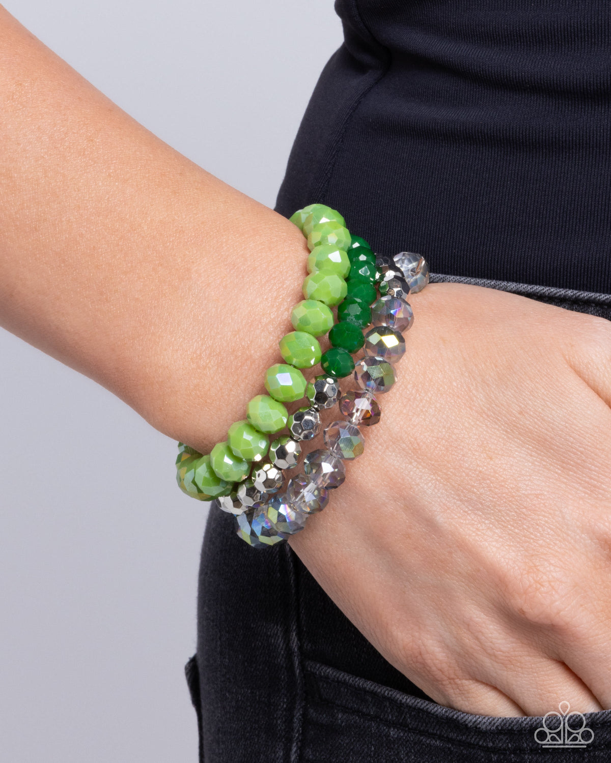 Memorable Makeover Green Coil Bracelet - Paparazzi Accessories- on model - CarasShop.com - Paparazzi Jewelry by Cara Jewels