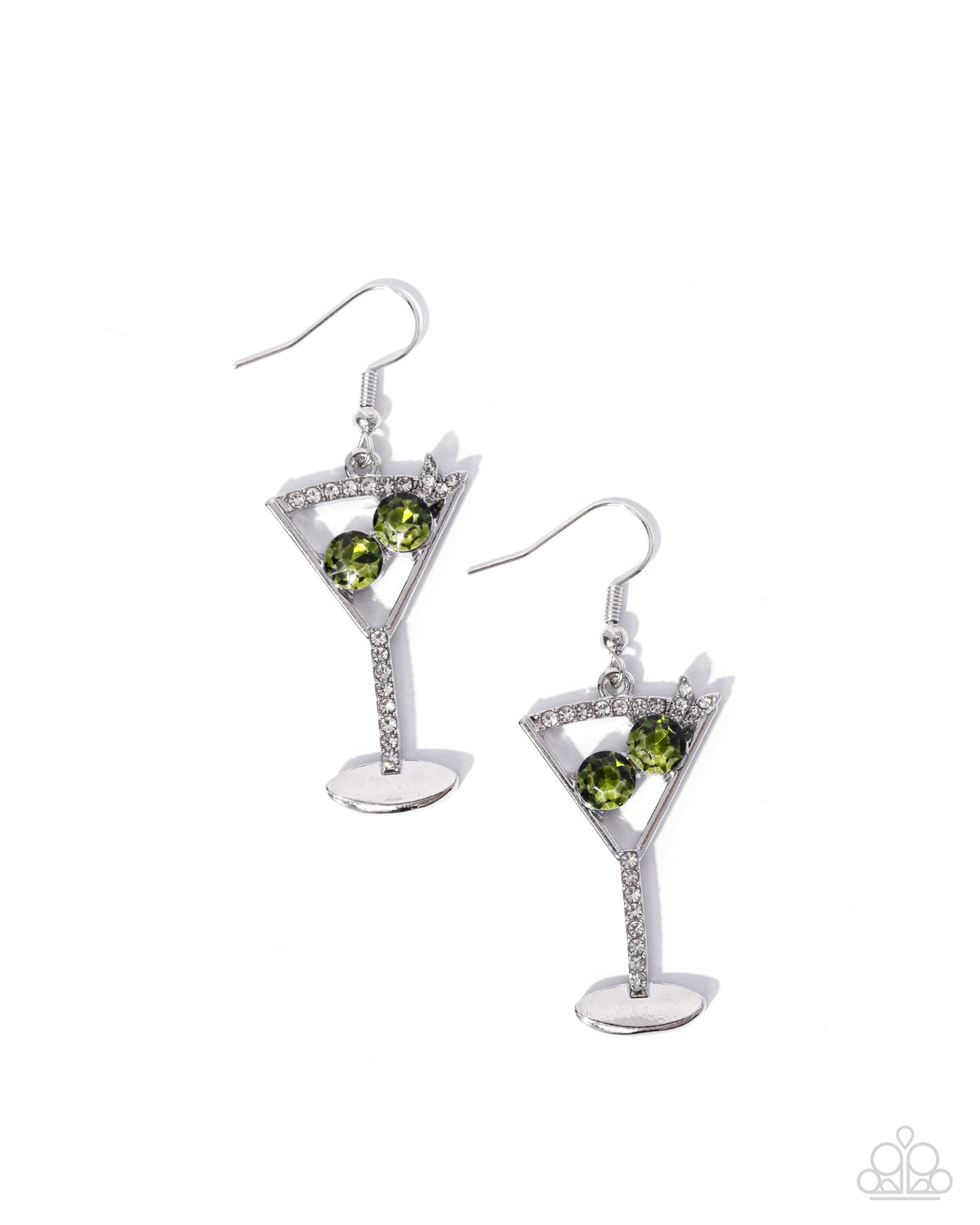 Memorable Martini Green Gem Earrings - Paparazzi Accessories- lightbox - CarasShop.com - Paparazzi Jewelry by Cara Jewels
