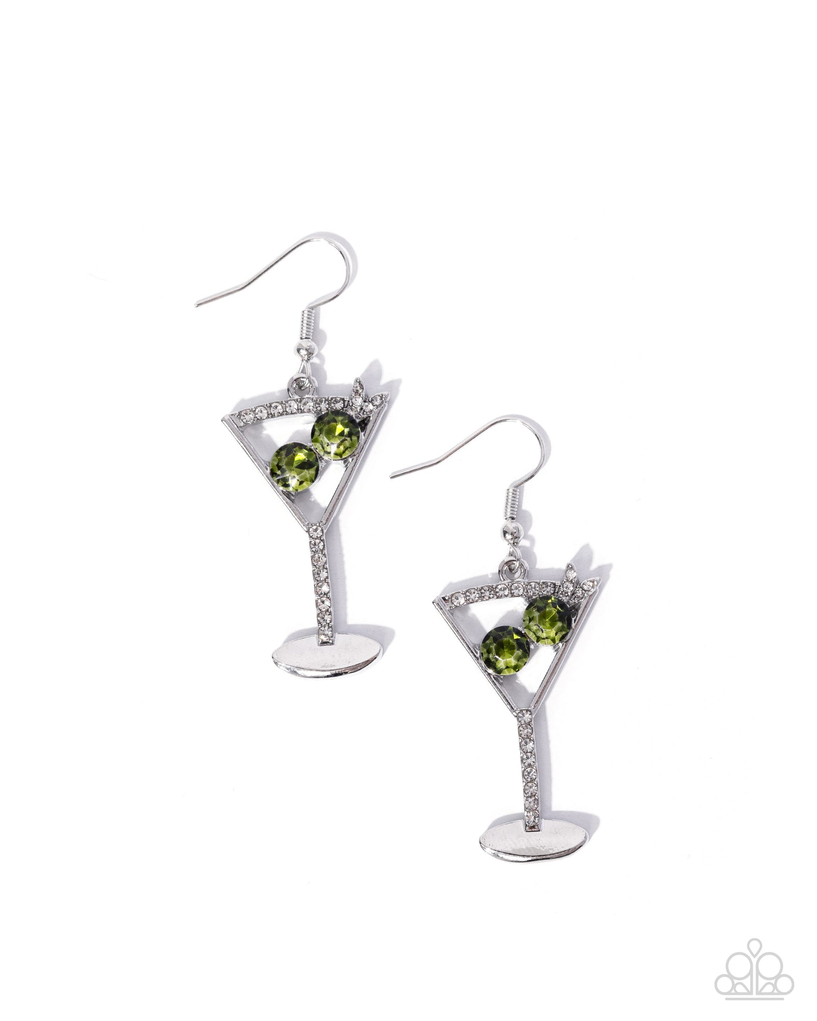 Memorable Martini Green Gem Earrings - Paparazzi Accessories- lightbox - CarasShop.com - Paparazzi Jewelry by Cara Jewels