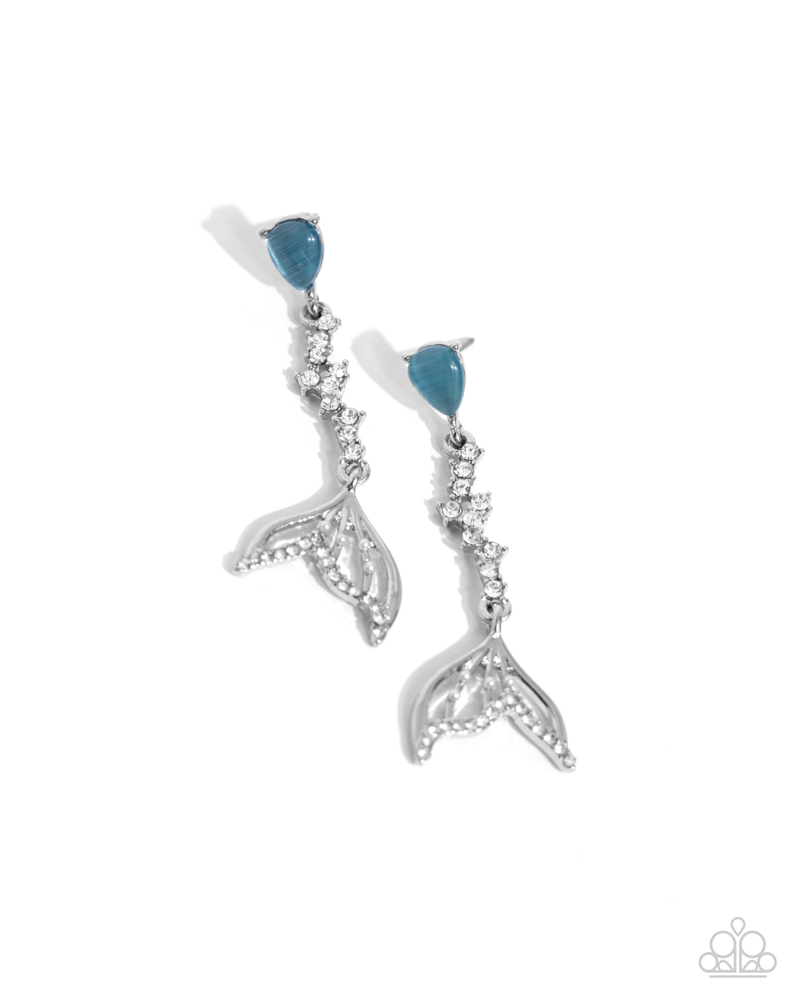 Mermaid Motivation Blue Cat's Eye Earrings - Paparazzi Accessories- lightbox - CarasShop.com - Paparazzi Jewelry by Cara Jewels