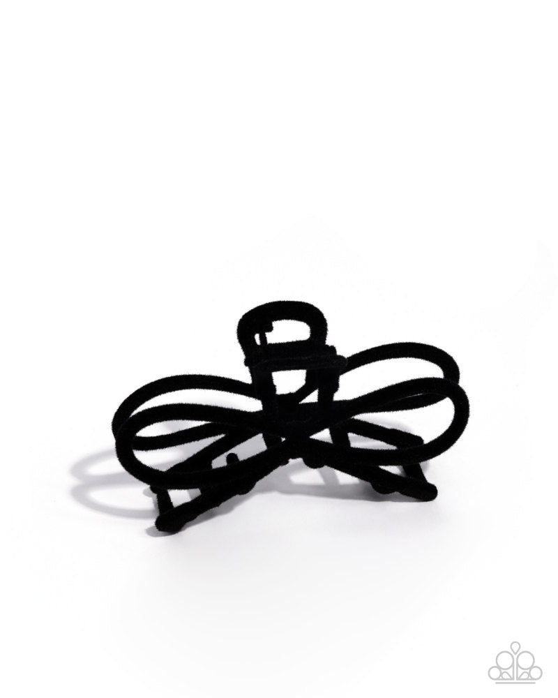 Merry BOW Round Black Hair Clip - Paparazzi Accessories- lightbox - CarasShop.com - Paparazzi Jewelry by Cara Jewels
