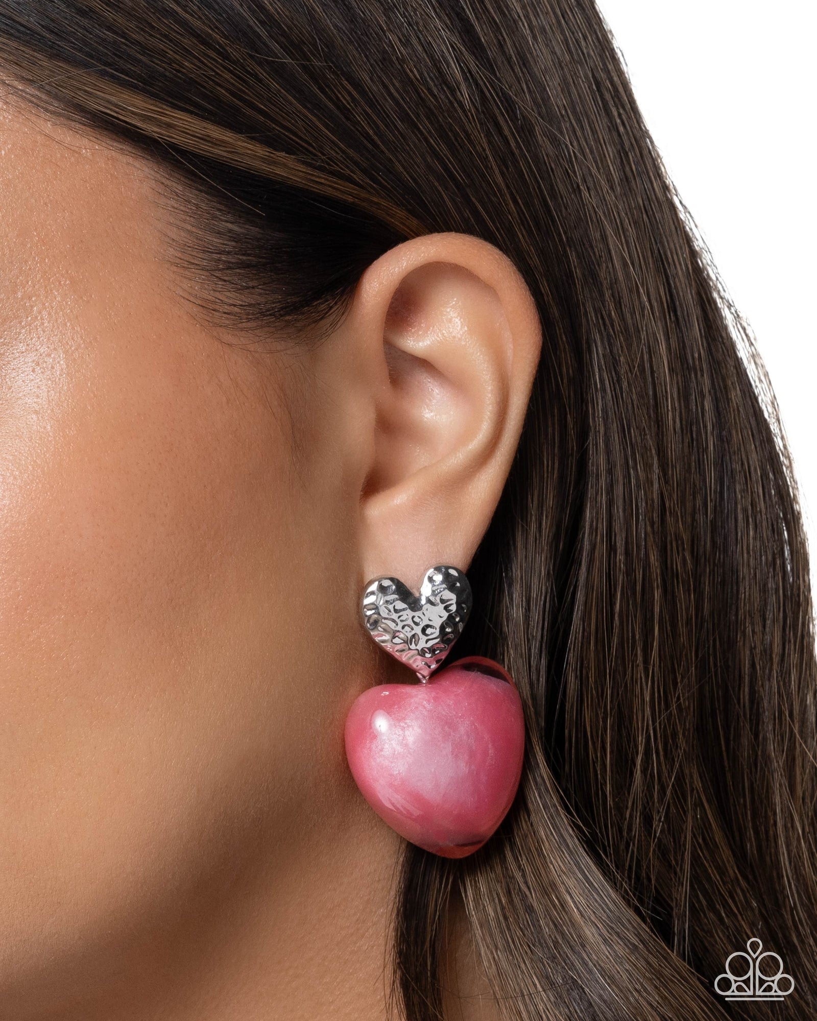Mesmerizing Melody Pink Heart Earrings - Paparazzi Accessories- lightbox - CarasShop.com - Paparazzi Jewelry by Cara Jewels