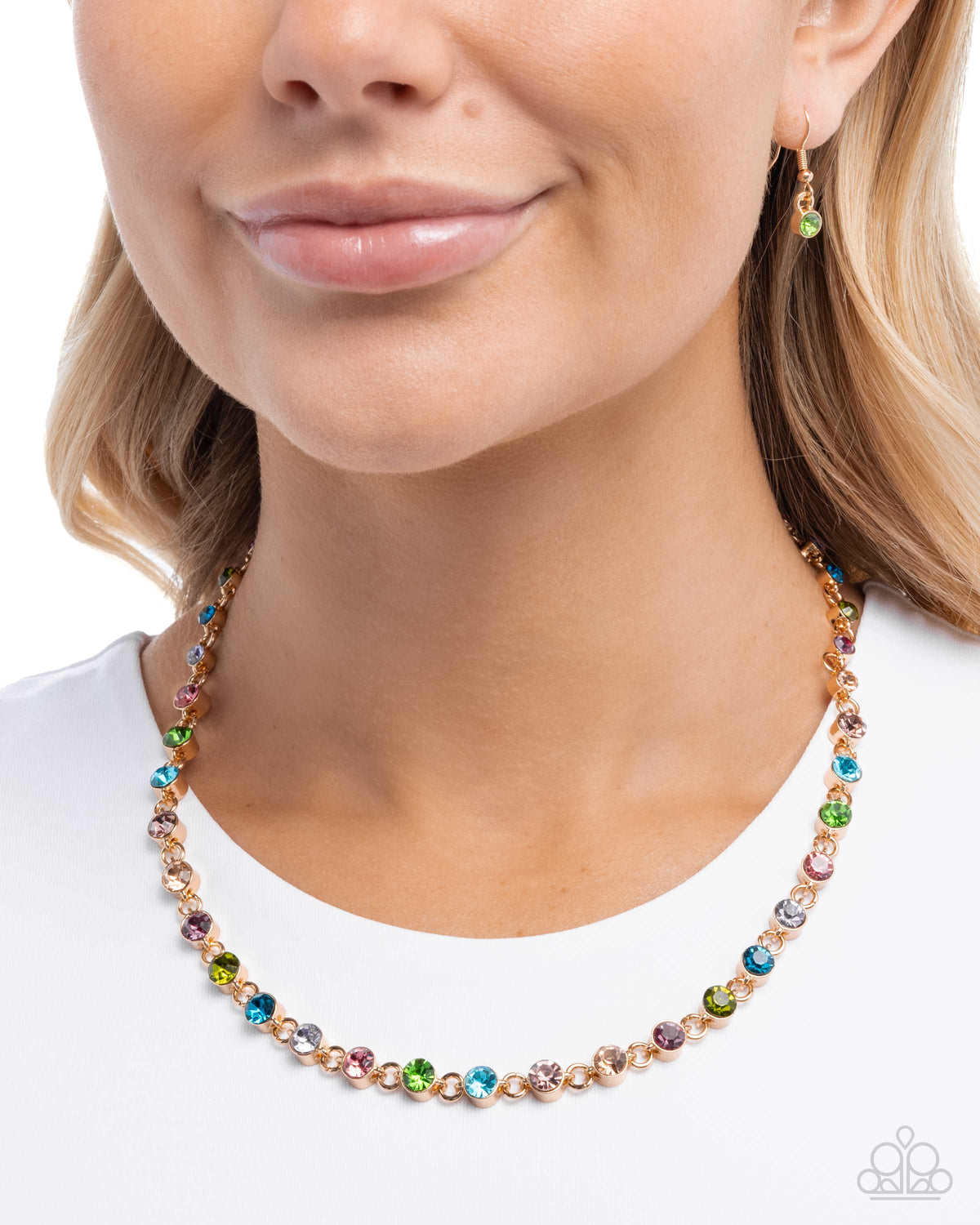 Mesmerizing Model Multi Rhinestone Necklace - Paparazzi Accessories-on model - CarasShop.com - Paparazzi Jewelry by Cara Jewels