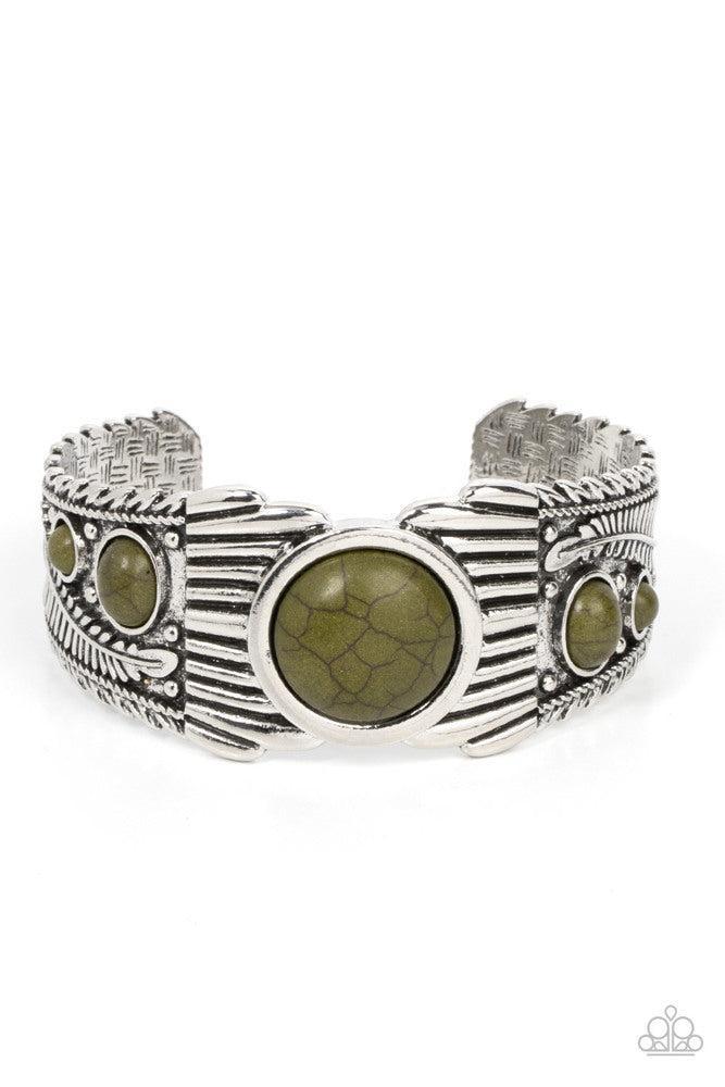 Mesquite Mesa Green Bracelet - Paparazzi Accessories- lightbox - CarasShop.com - Paparazzi Jewelry by Cara Jewels