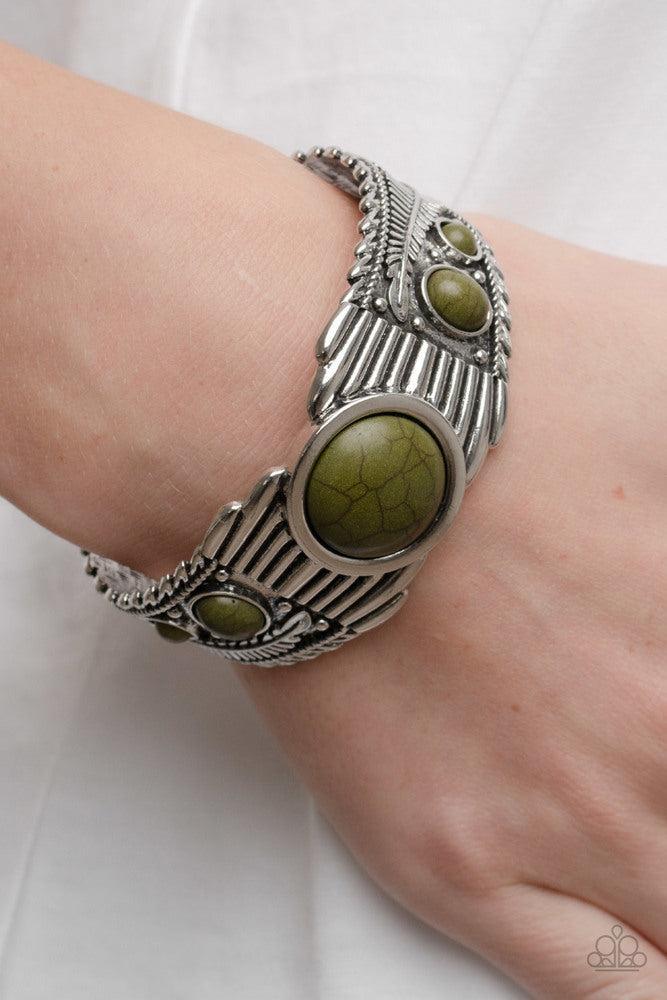 Mesquite Mesa Green Bracelet - Paparazzi Accessories- lightbox - CarasShop.com - Paparazzi Jewelry by Cara Jewels