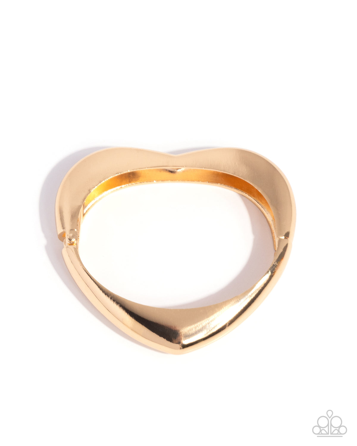 Metallic Matchmaker Gold Heart-shaped Hinged Bracelet - Paparazzi Accessories- lightbox - CarasShop.com - Paparazzi Jewelry by Cara Jewels