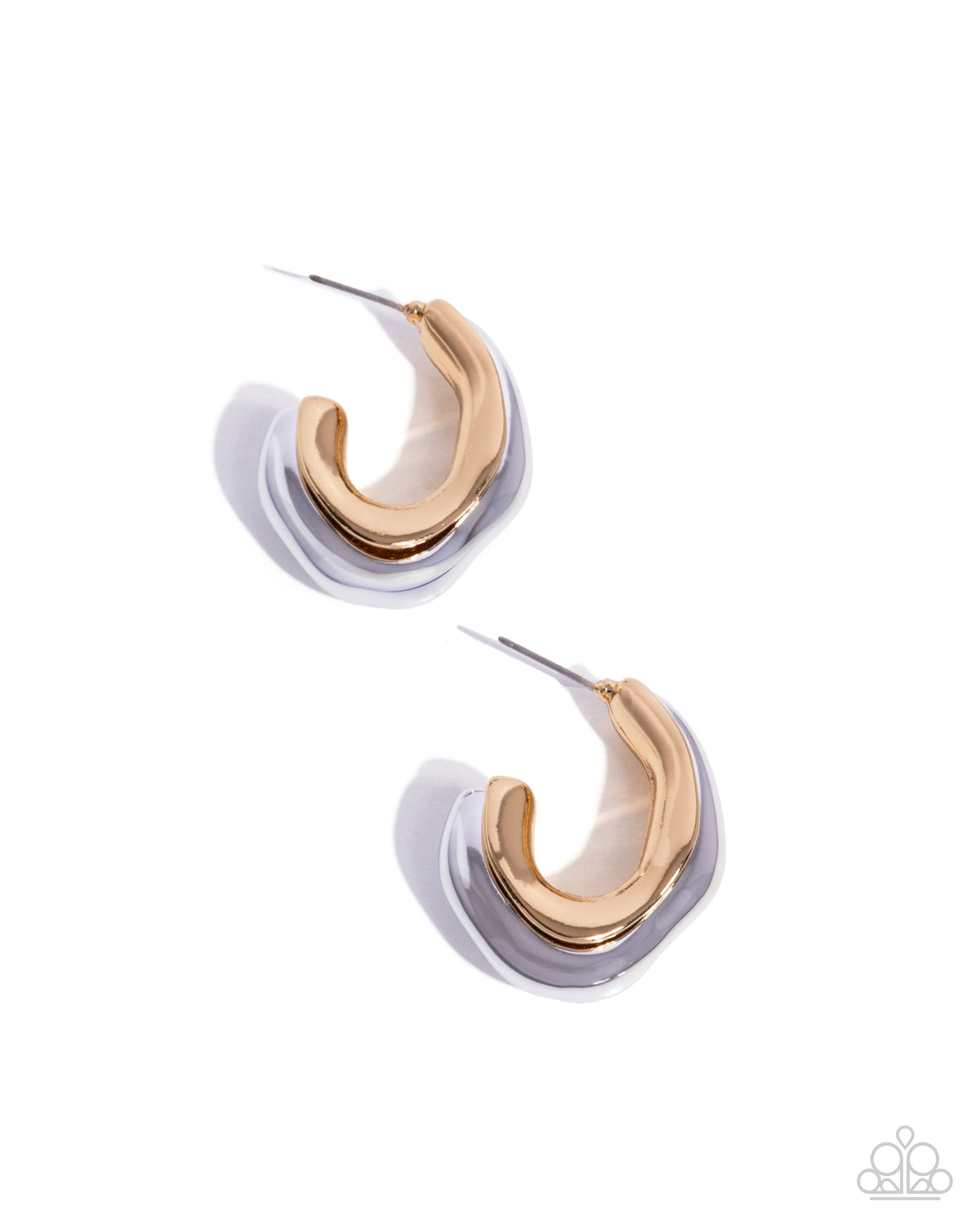 Metallic Multicolored Gold & Silver Hoop Earrings - Paparazzi Accessories- lightbox - CarasShop.com - Paparazzi Jewelry by Cara Jewels
