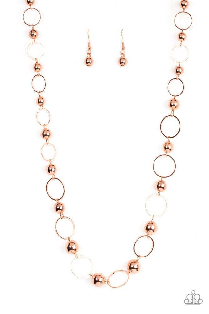 Metro Milestone Copper Necklace - Paparazzi Accessories- lightbox - CarasShop.com - Paparazzi Jewelry by Cara Jewels
