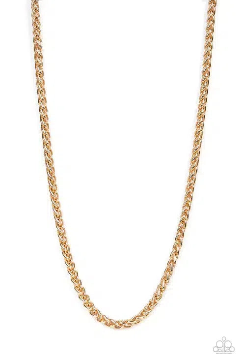 Metro Monopoly Men's Gold Chain Necklace - Paparazzi Accessories- lightbox - CarasShop.com - Paparazzi Jewelry by Cara Jewels