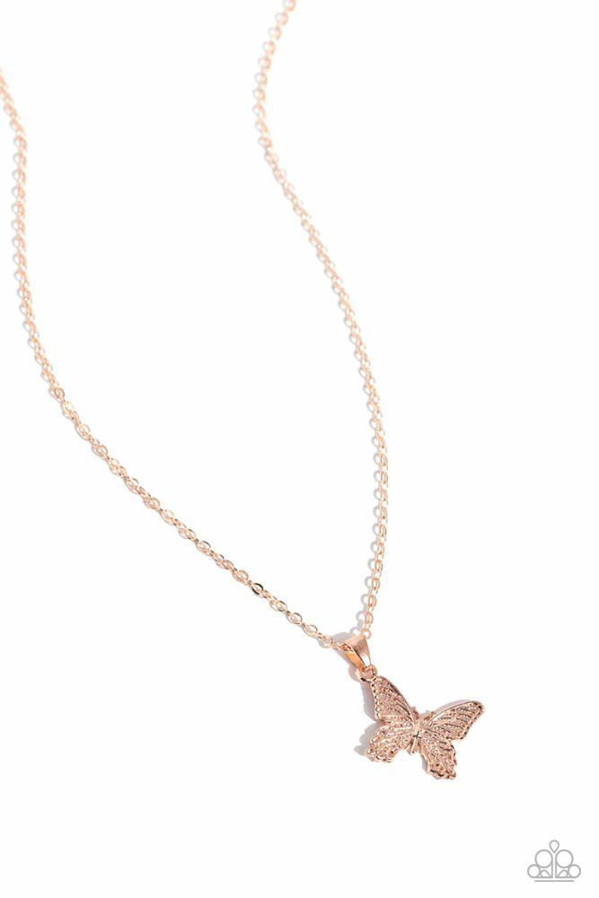 Midair Magic Rose Gold Necklace - Paparazzi Accessories- lightbox - CarasShop.com - Paparazzi Jewelry by Cara Jewels