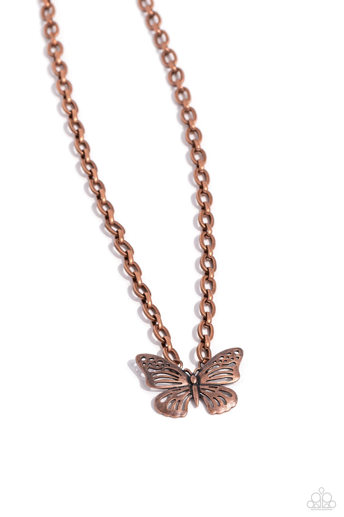 Midair Monochromatic Copper Butterfly Necklace - Paparazzi Accessories- lightbox - CarasShop.com - Paparazzi Jewelry by Cara Jewels