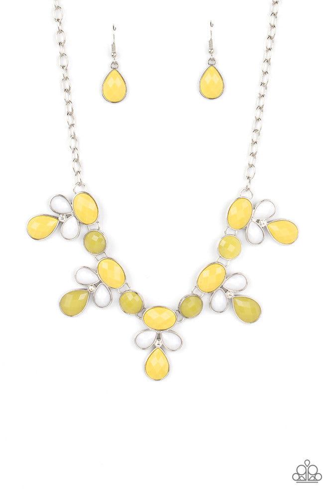 Midsummer Meadow Yellow Necklace - Paparazzi Accessories- lightbox - CarasShop.com - Paparazzi Jewelry by Cara Jewels
