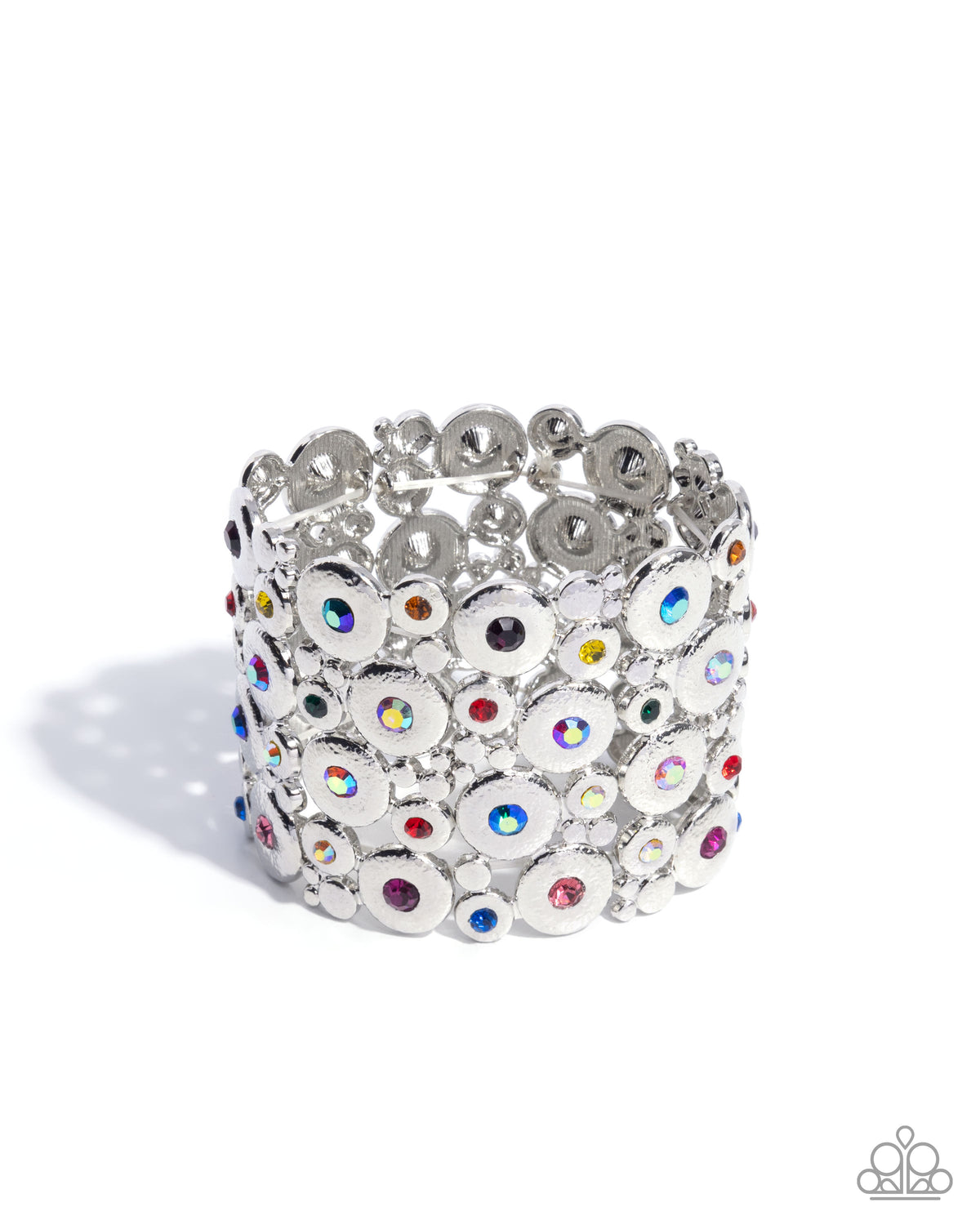 Millennial Medley Multi Rhinestone & Silver Bracelet - Paparazzi Accessories- lightbox - CarasShop.com - Paparazzi Jewelry by Cara Jewels