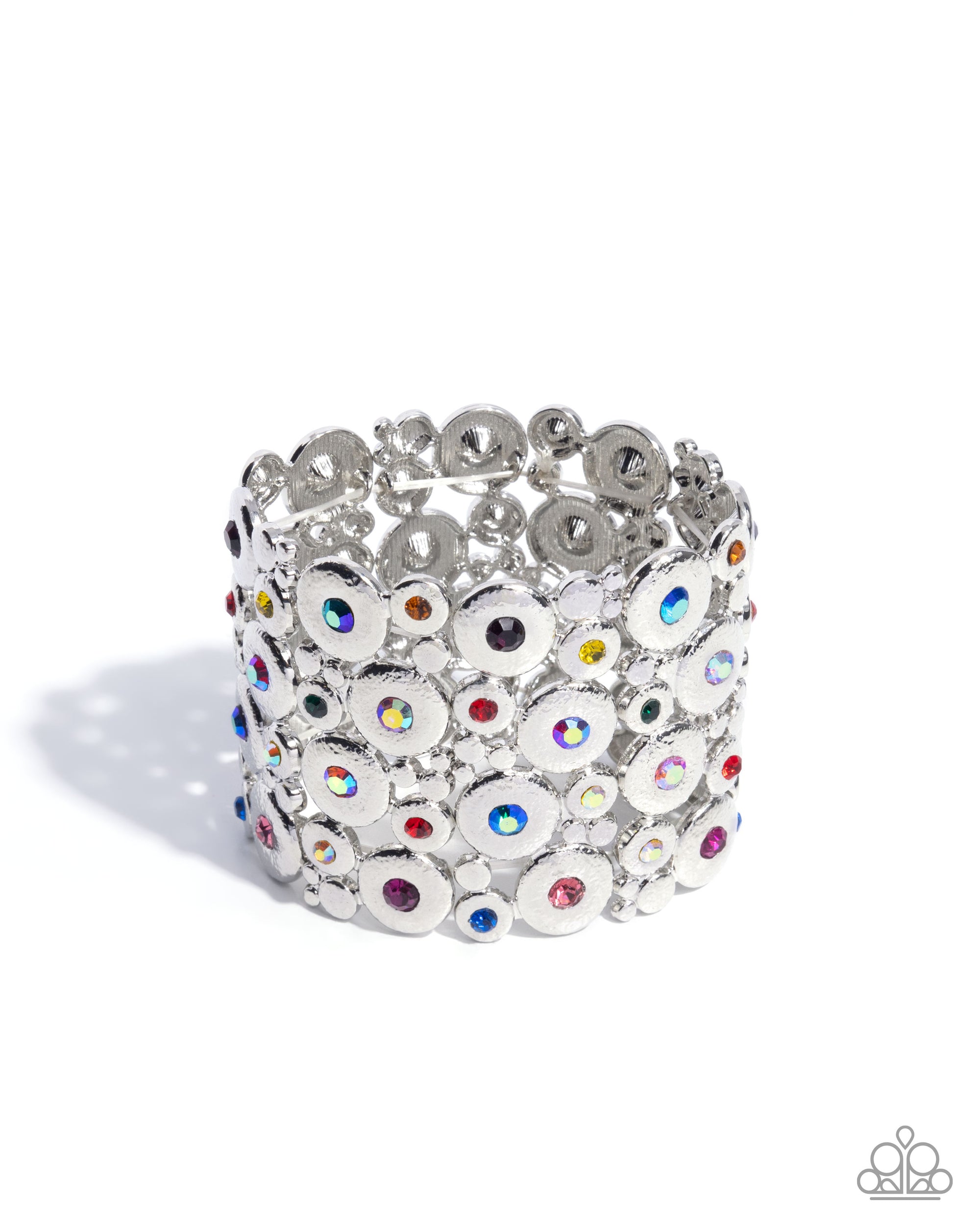 Millennial Medley Multi Rhinestone & Silver Bracelet - Paparazzi Accessories- lightbox - CarasShop.com - Paparazzi Jewelry by Cara Jewels