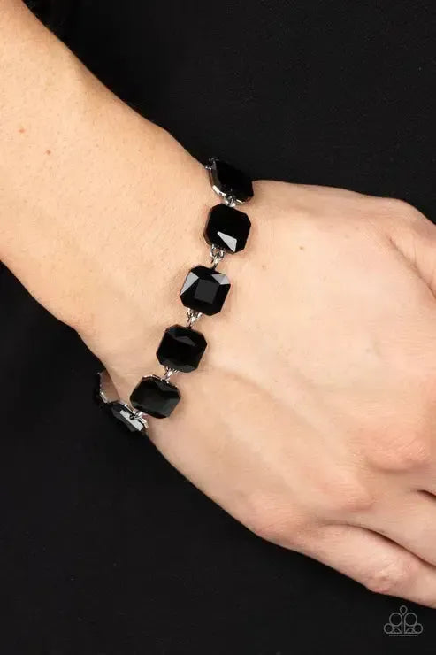 Mind Blowing Bling Black Bracelet - Paparazzi Accessories- on model - CarasShop.com - Paparazzi Jewelry by Cara Jewels