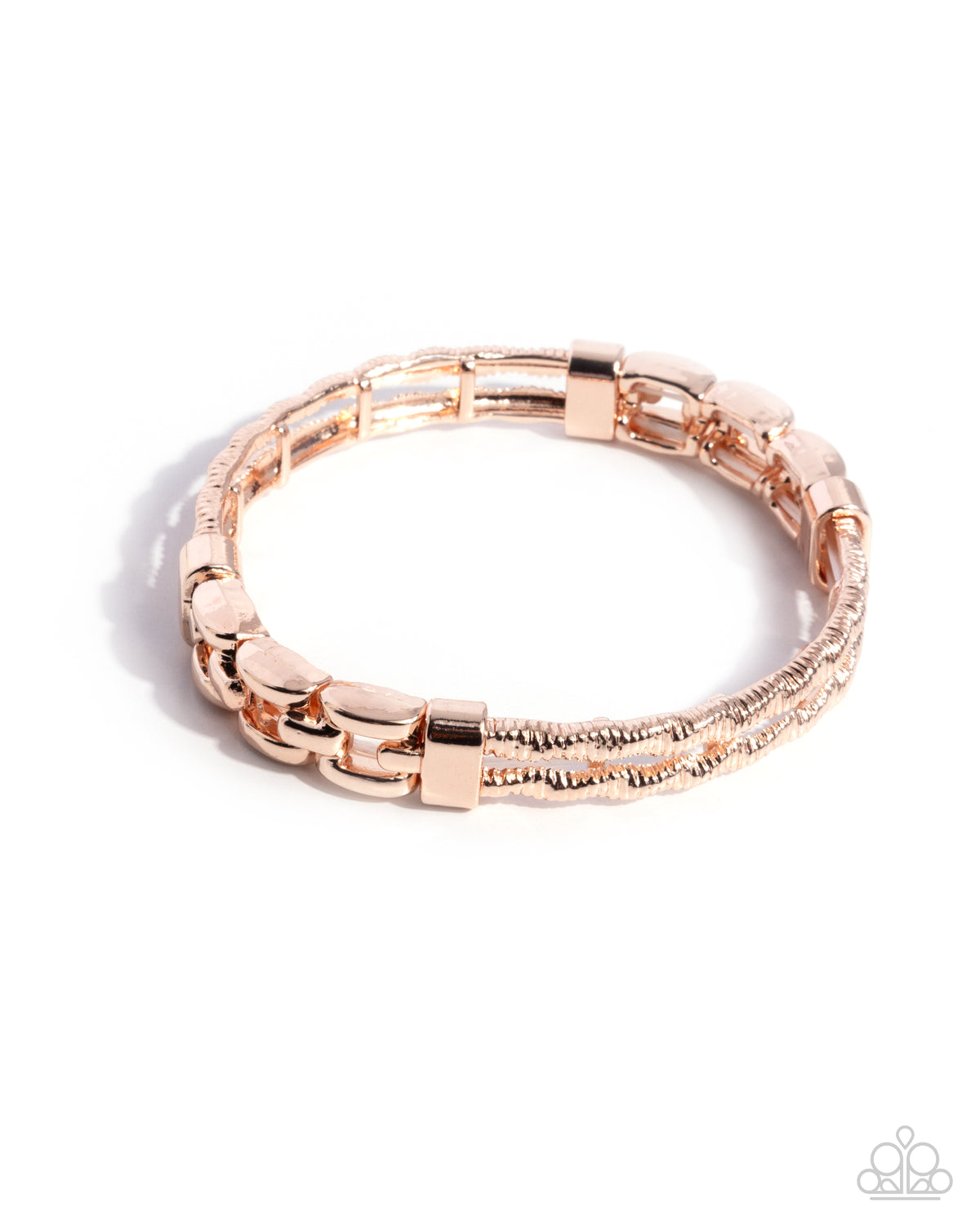 Mismatched Movement Rose Gold Bracelet - Paparazzi Accessories- lightbox - CarasShop.com - Paparazzi Jewelry by Cara Jewels