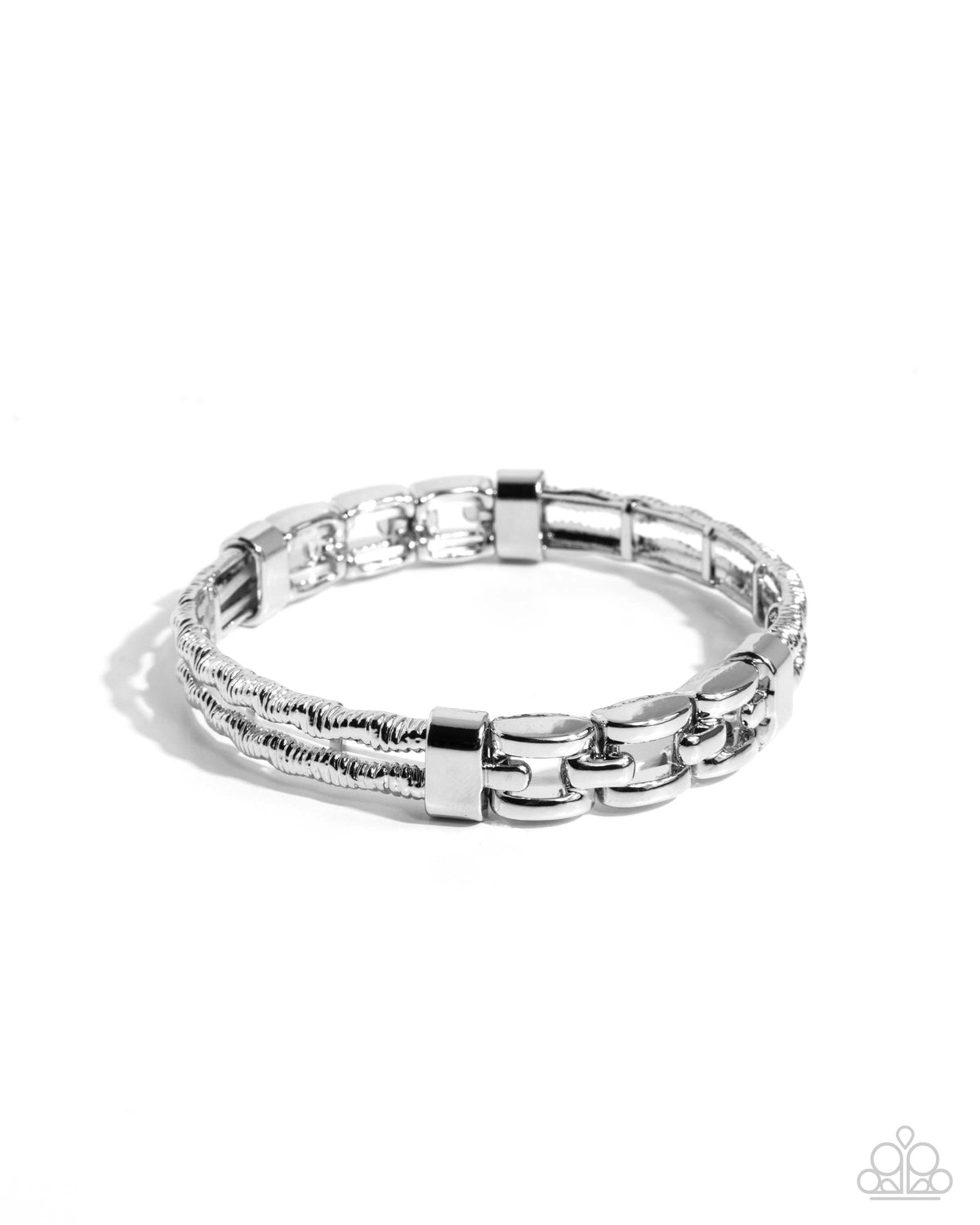 Mismatched Movement Silver Bracelet - Paparazzi Accessories- lightbox - CarasShop.com - Paparazzi Jewelry by Cara Jewels