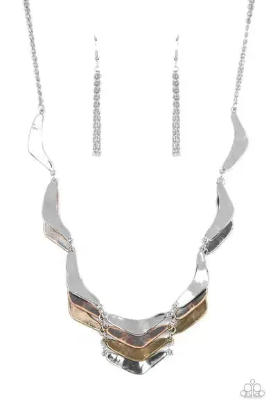 Mixed Metal Mecca Silver Copper & Brass Necklace - Paparazzi Accessories- lightbox - CarasShop.com - Paparazzi Jewelry by Cara Jewels