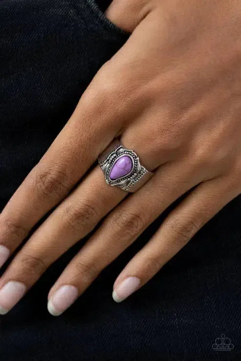 Moab Motif Purple Ring - Paparazzi Accessories-on model - CarasShop.com - Paparazzi Jewelry by Cara Jewels