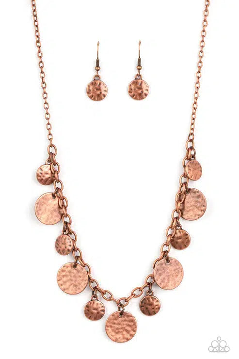 Model Medallions Copper Necklace - Paparazzi Accessories- lightbox - CarasShop.com - Paparazzi Jewelry by Cara Jewels