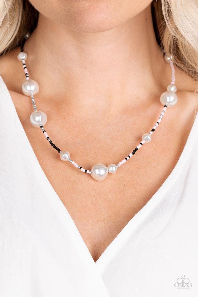 Modern Marina Pink Necklace - Paparazzi Accessories- on model - CarasShop.com - Paparazzi Jewelry by Cara Jewels