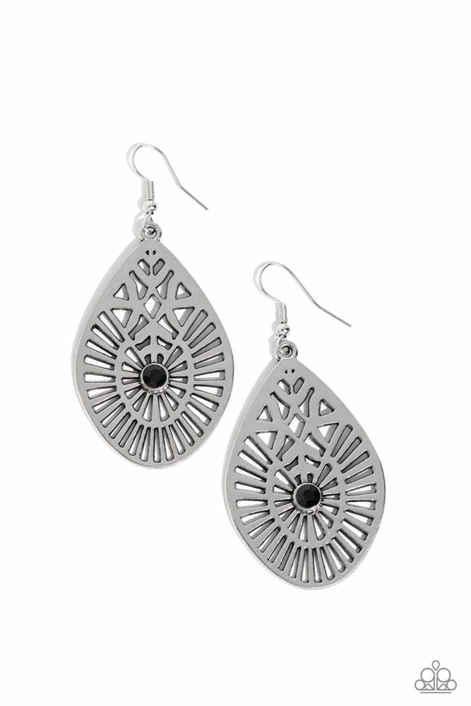 Modern Mural Black Earrings - Paparazzi Accessories- lightbox - CarasShop.com - Paparazzi Jewelry by Cara Jewels