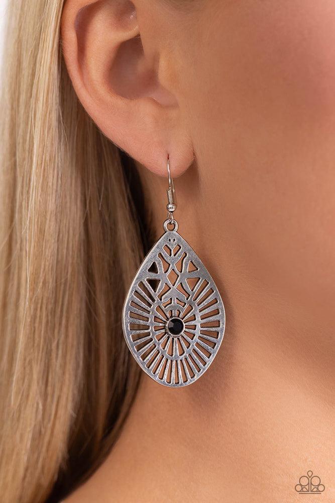 Modern Mural Black Earrings - Paparazzi Accessories- lightbox - CarasShop.com - Paparazzi Jewelry by Cara Jewels