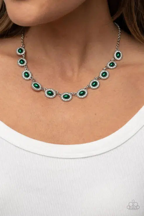 Modest Masterpiece Green Necklace - Paparazzi Accessories- on model - CarasShop.com - Paparazzi Jewelry by Cara Jewels