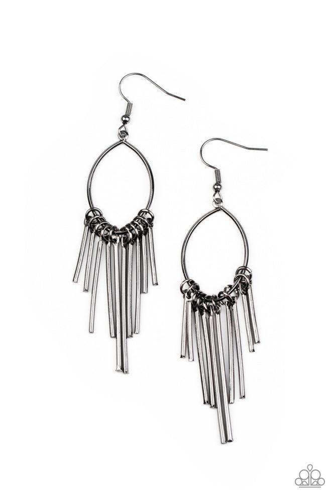 Mood Swing Black Earrings - Paparazzi Accessories- lightbox - CarasShop.com - Paparazzi Jewelry by Cara Jewels
