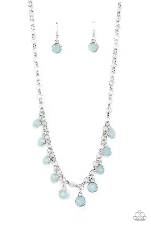 Moonbeam Magic Blue Necklace - Paparazzi Accessories- lightbox - CarasShop.com - Paparazzi Jewelry by Cara Jewels